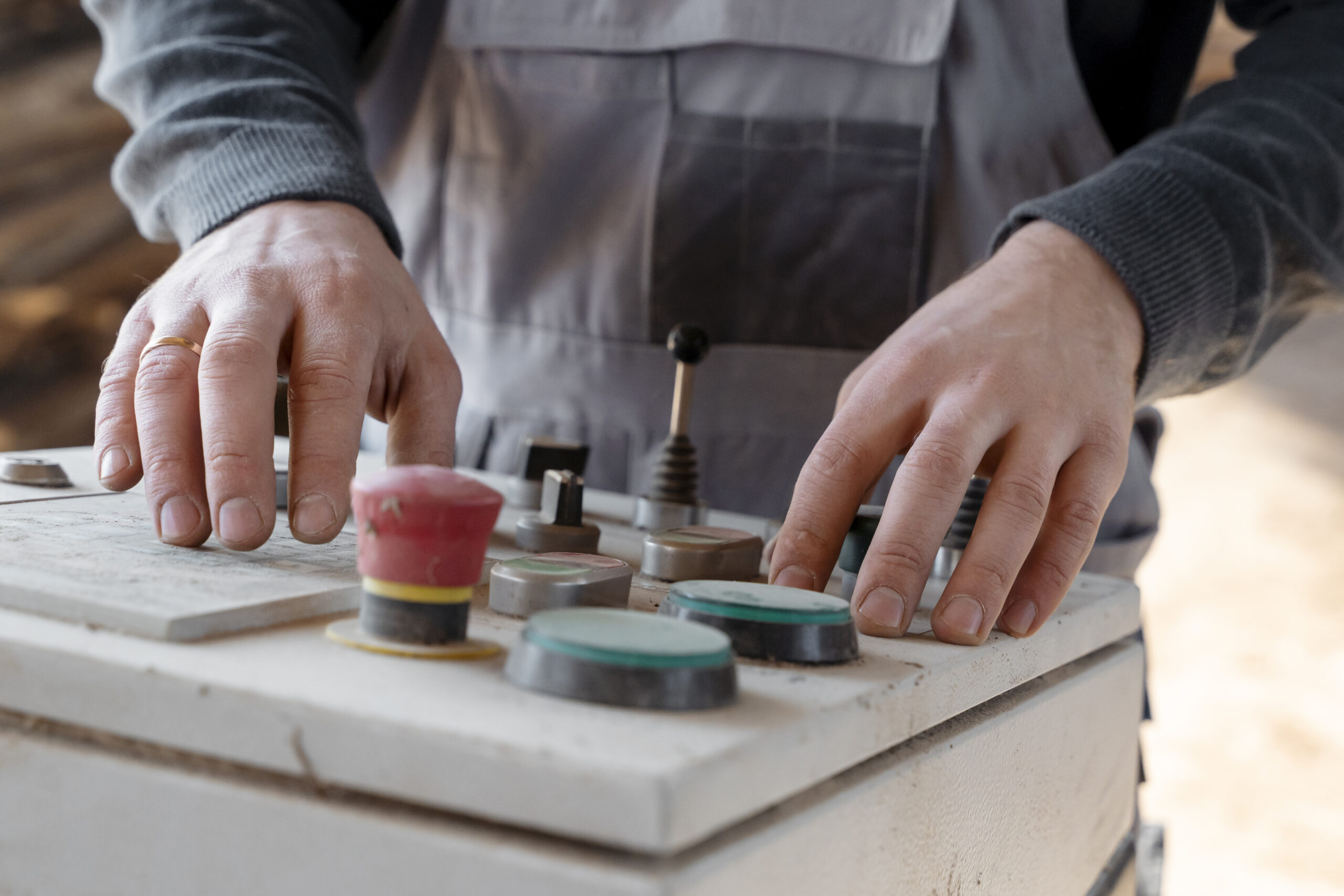 man working mdf boards warehouse